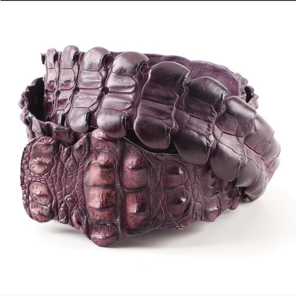 New! Via La Moda Genuine Nile Crocodile Belt - Picture 1 of 12